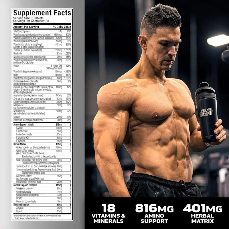 Multivitaminico Platinum 180 Tabletas Muscletech Sabor Sin Sabor