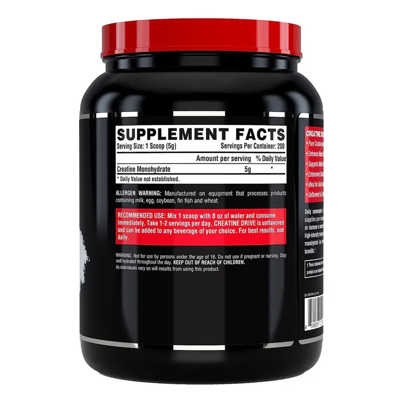 Creatina Monohydrate Nutrex Creatine Drive Black 1kg 200 Servicios Sabor Sin sabor