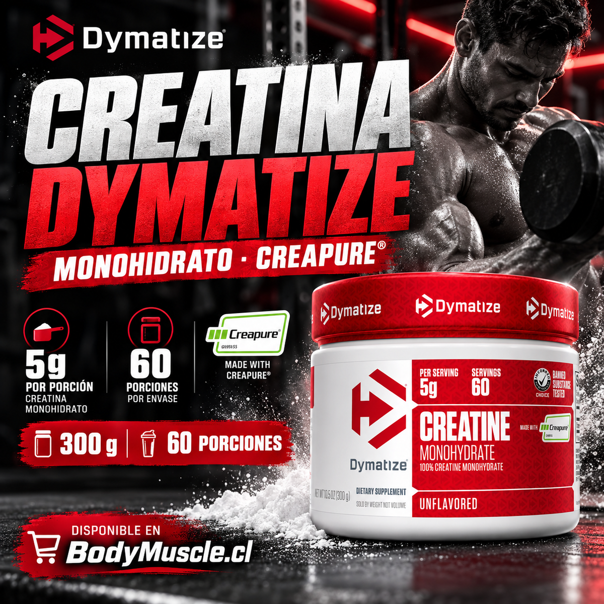Creatina Creapure Dymatize 300g - 60 Porciones