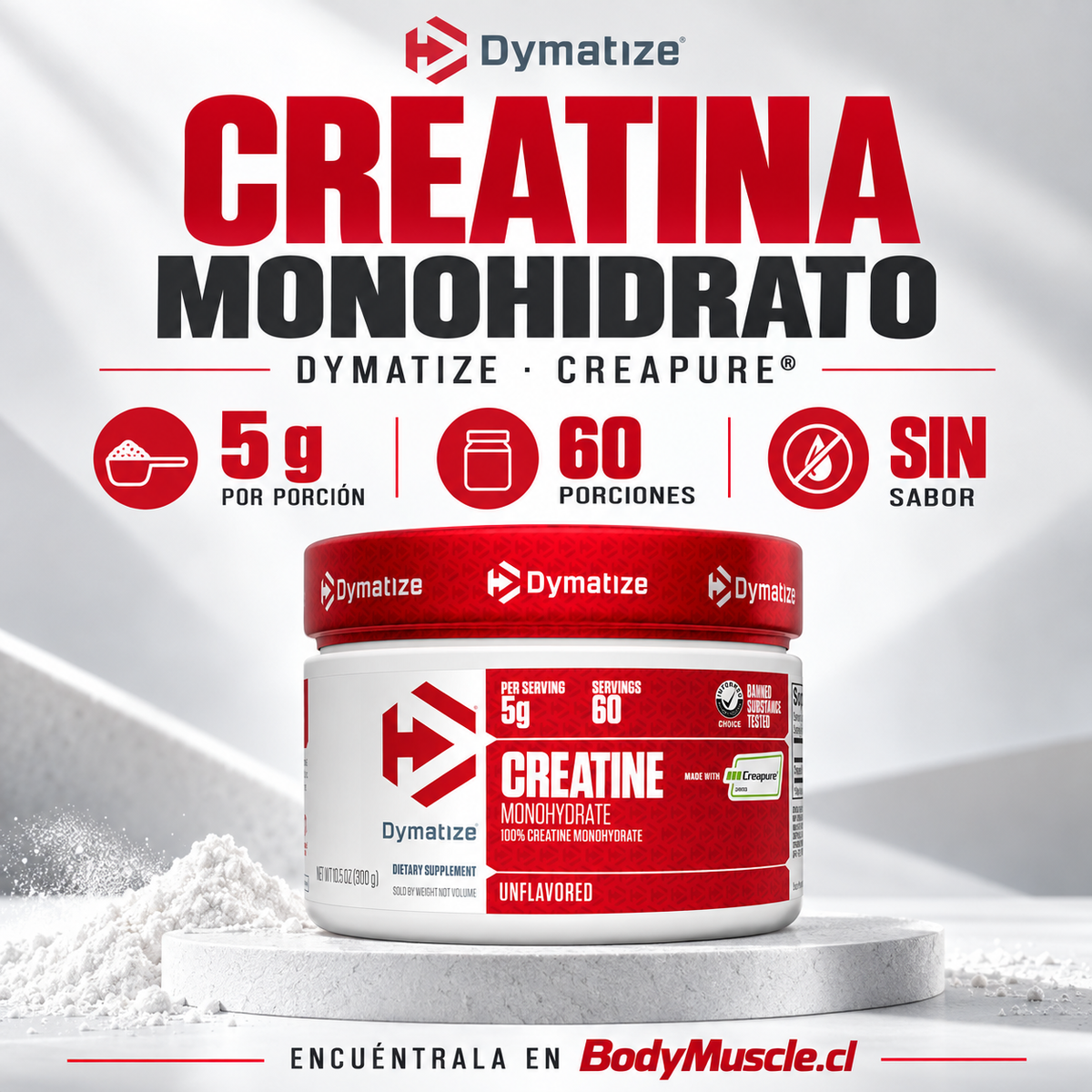 Creatina Creapure Dymatize 300g - 60 Porciones